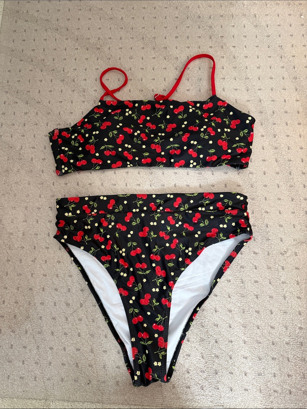 Black Cherry Print Two-Piece Bikini